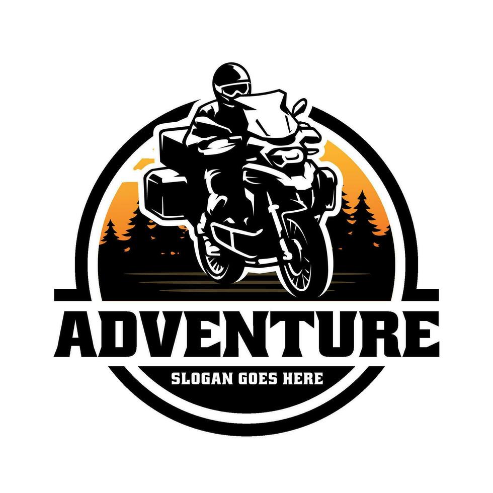 avventura motociclo illustrazione logo vettore