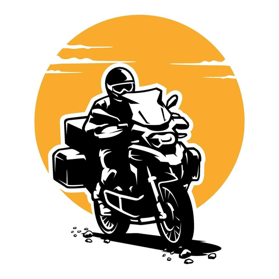 avventura motociclo illustrazione logo vettore