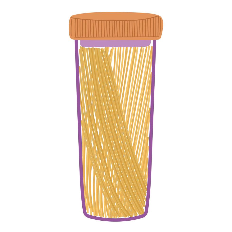 spaghetti in un contenitore di vetro vettore