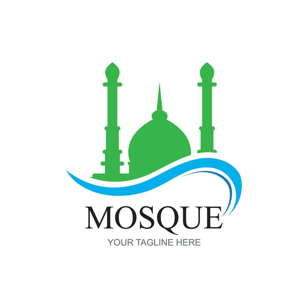 moschea logo design con islamico creativo concetto premio vettore