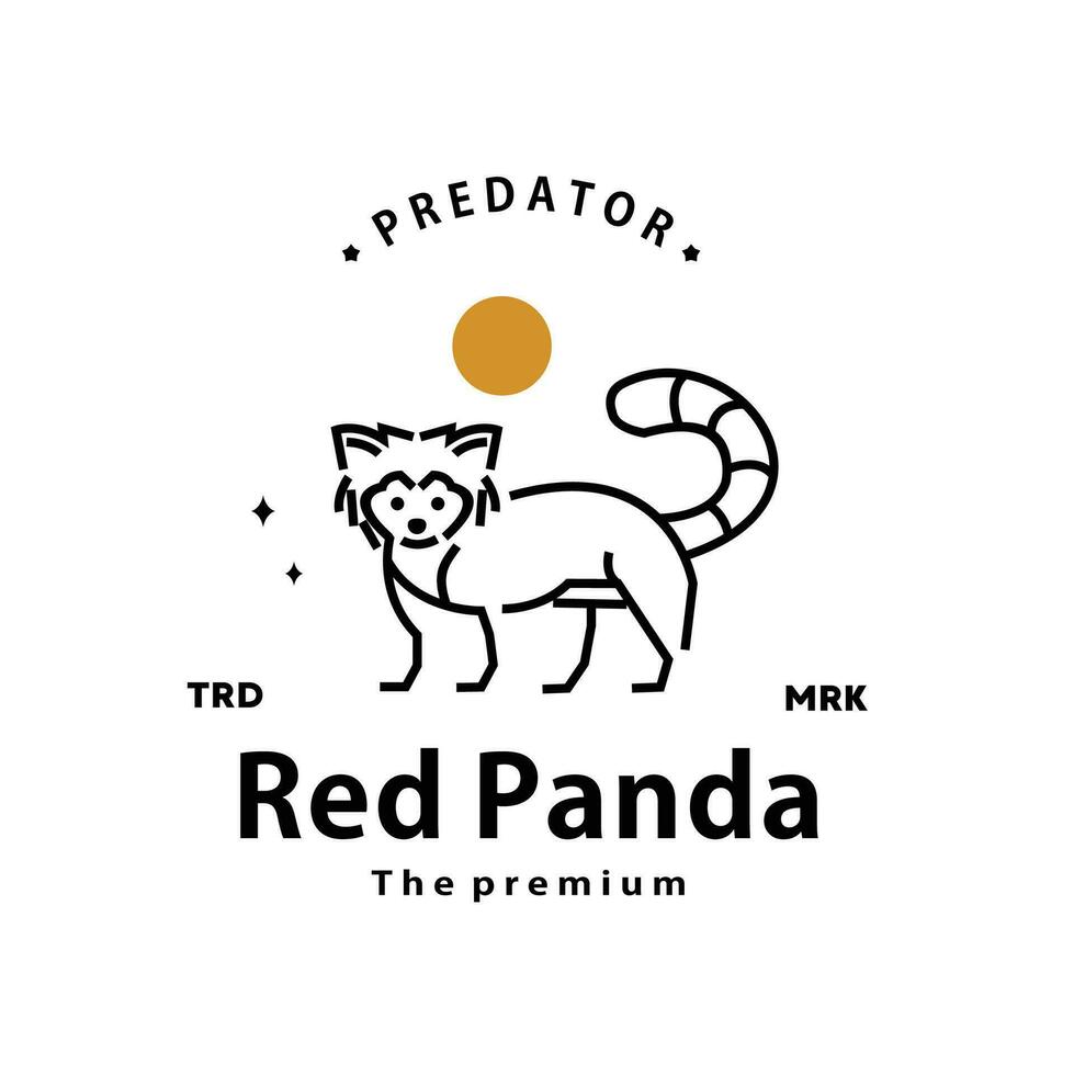 Vintage ▾ retrò fricchettone rosso panda logo vettore schema monoline arte icona