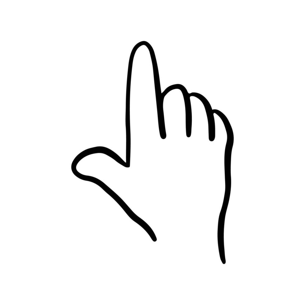 figli di mano gesti nel scarabocchio stile isolato. mano disegnato umano mani esprimendo vario segni e simboli con dita vettore