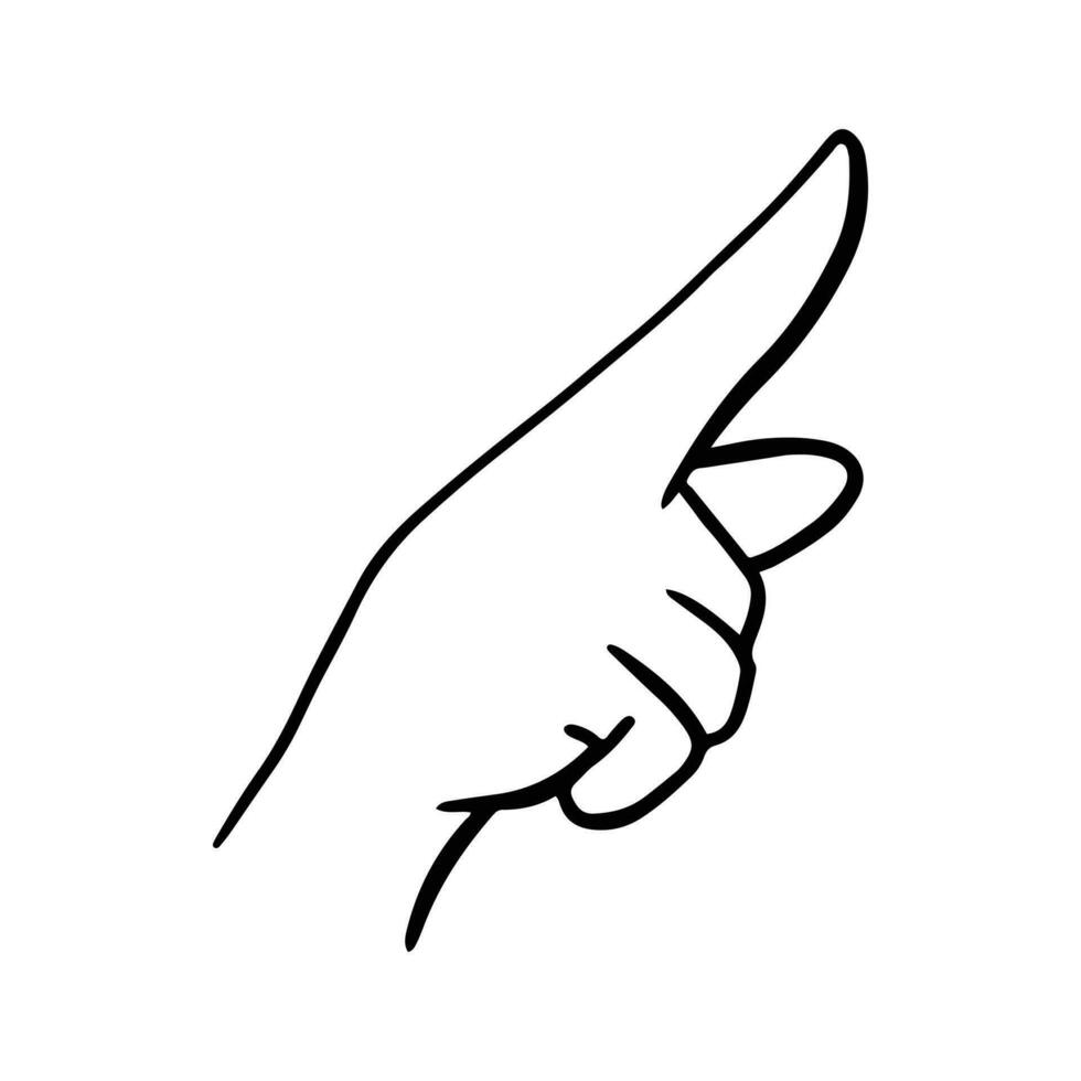 figli di mano gesti nel scarabocchio stile isolato. mano disegnato umano mani esprimendo vario segni e simboli con dita vettore