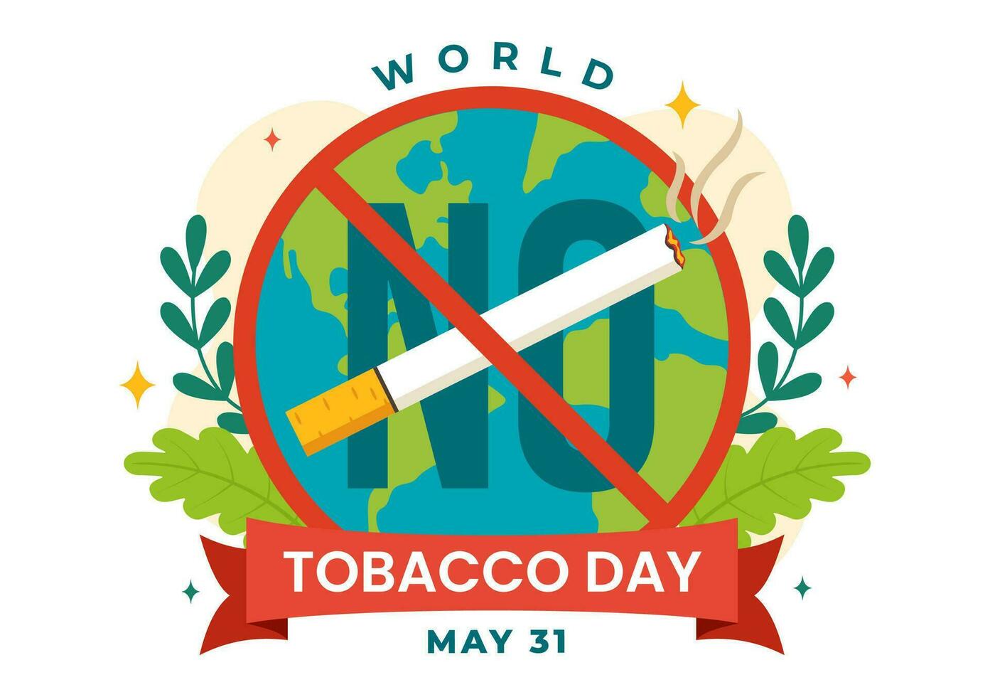 mondo no tabacco giorno vettore illustrazione su 31 Maggio con fermare fumo e sigaretta culo perché danno il polmoni nel assistenza sanitaria piatto sfondo