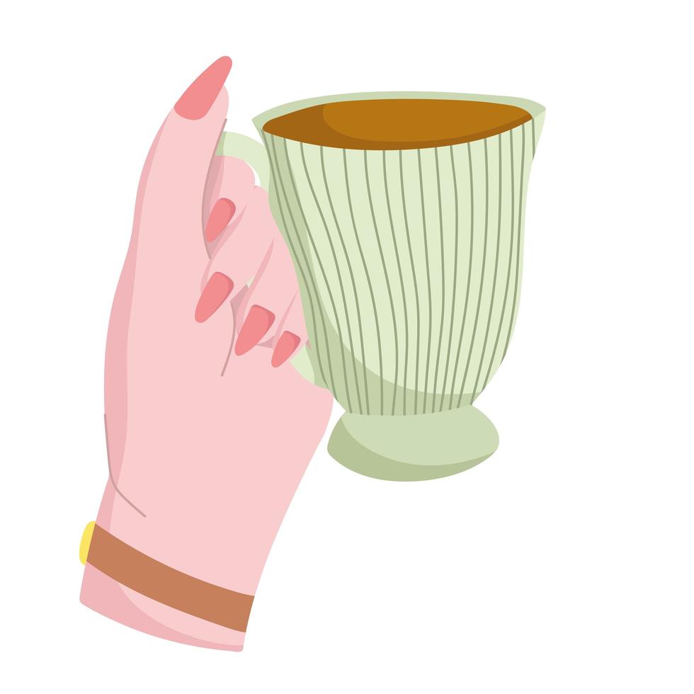 mano femminile con tazza vettore