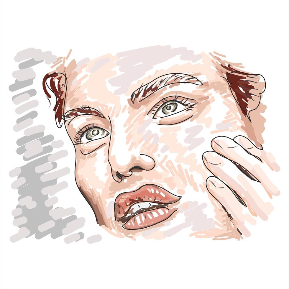 illustrazione di schizzo del volto femminile vettore
