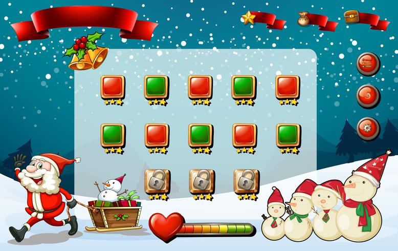 Modello di gioco con Babbo Natale e pupazzo di neve vettore