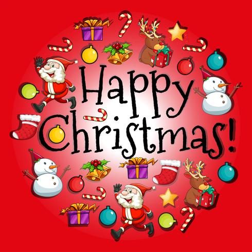 Cartolina di Natale con Babbo Natale e ornamenti vettore