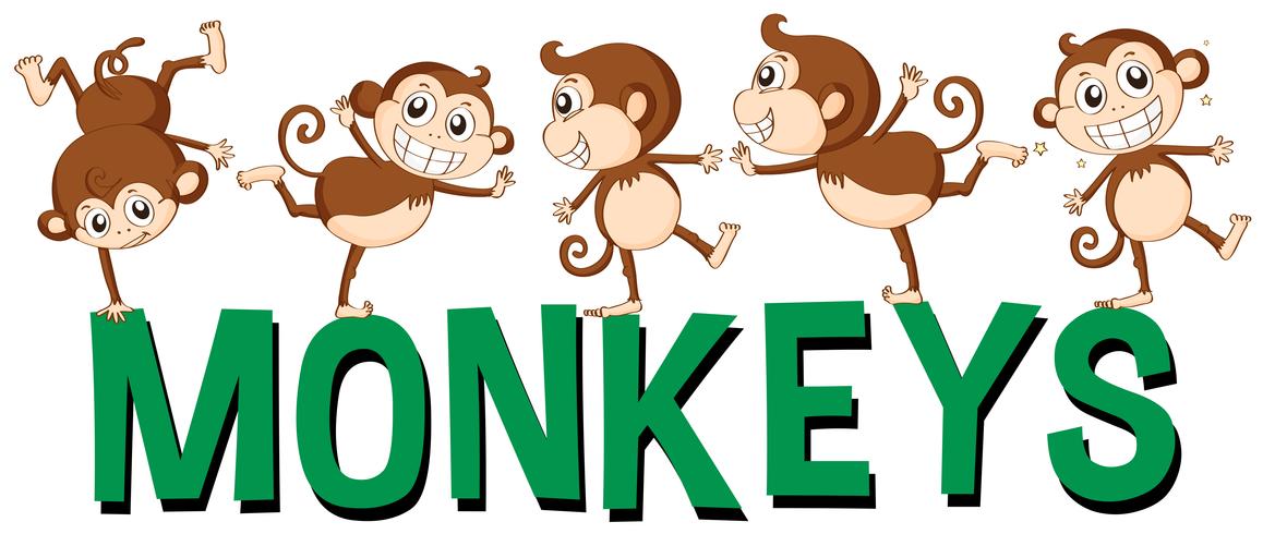 Progettazione di caratteri per scimmie di parole vettore