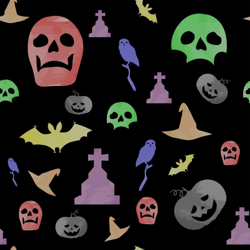 modello senza cuciture dell'acquerello di halloween perfetto per lo sfondo o la carta da parati vettore