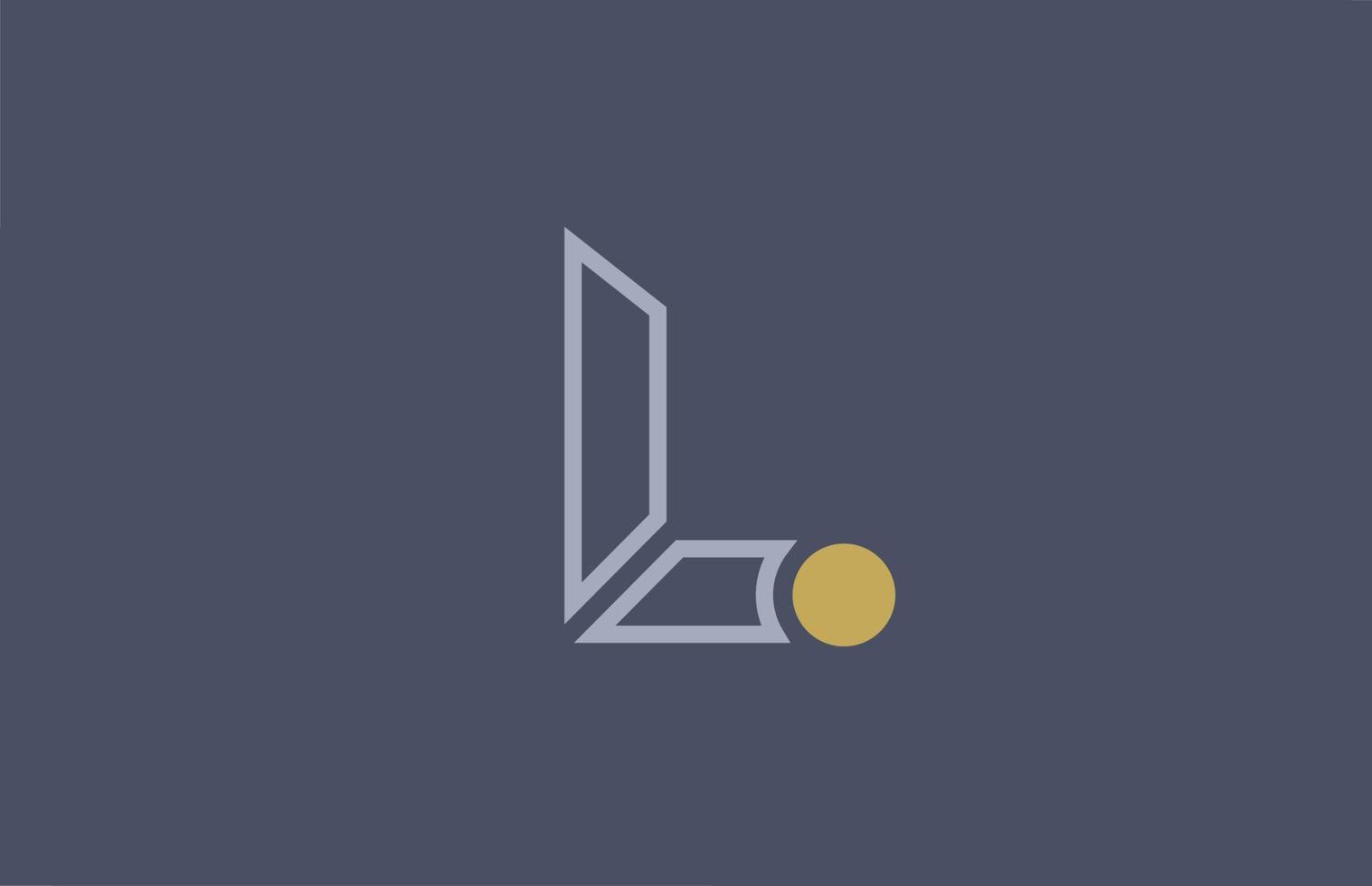linea l alfabeto lettera logo icona design giallo blu per azienda e business vettore