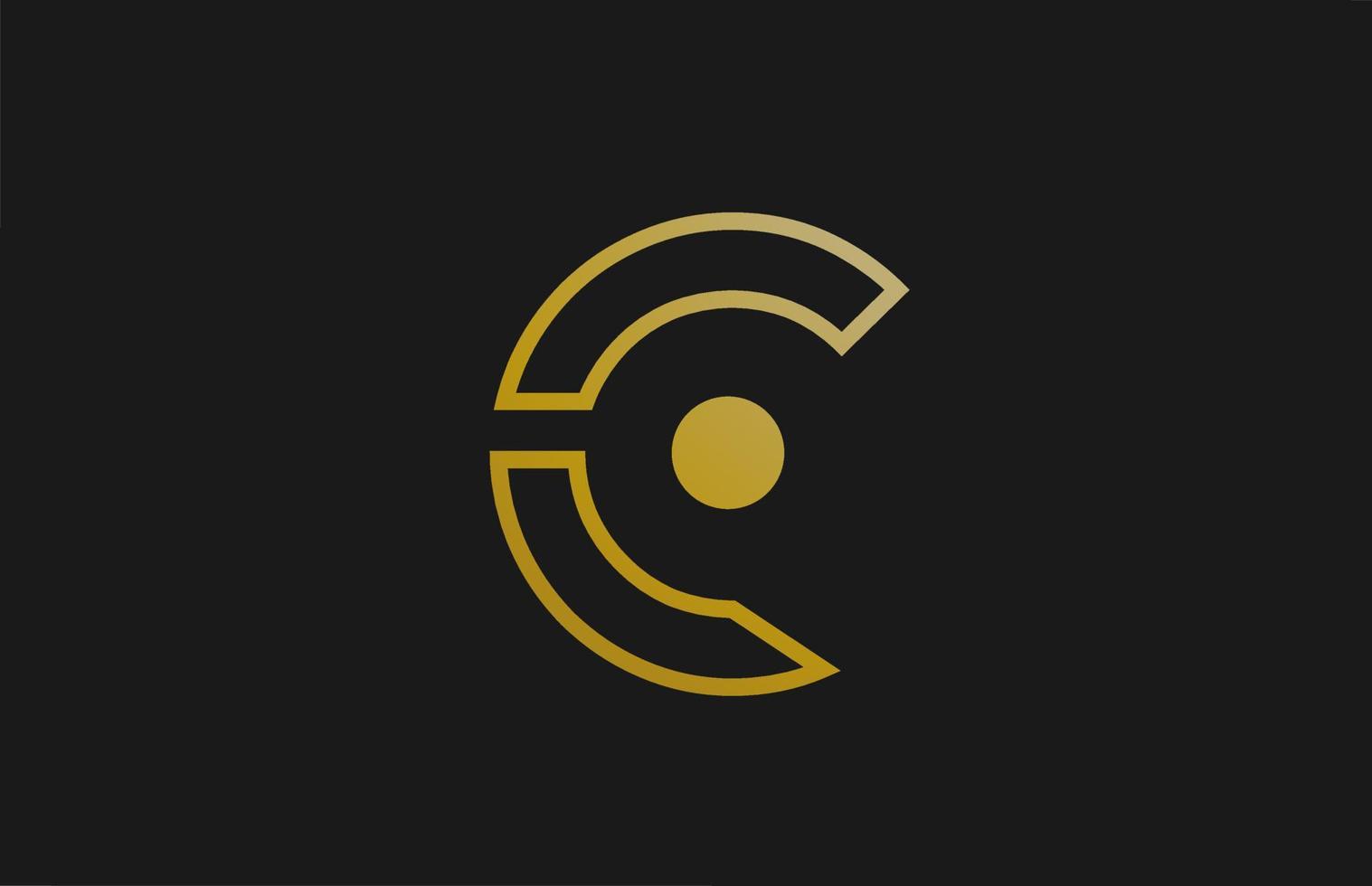 oro dorato linea c alfabeto lettera logo design con icona cerchio per azienda e affari vettore