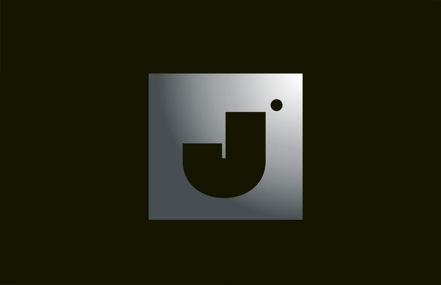 logo della lettera dell'alfabeto j in metallo grigio per società e affari con design quadrato. modello metallico per identità aziendale vettore