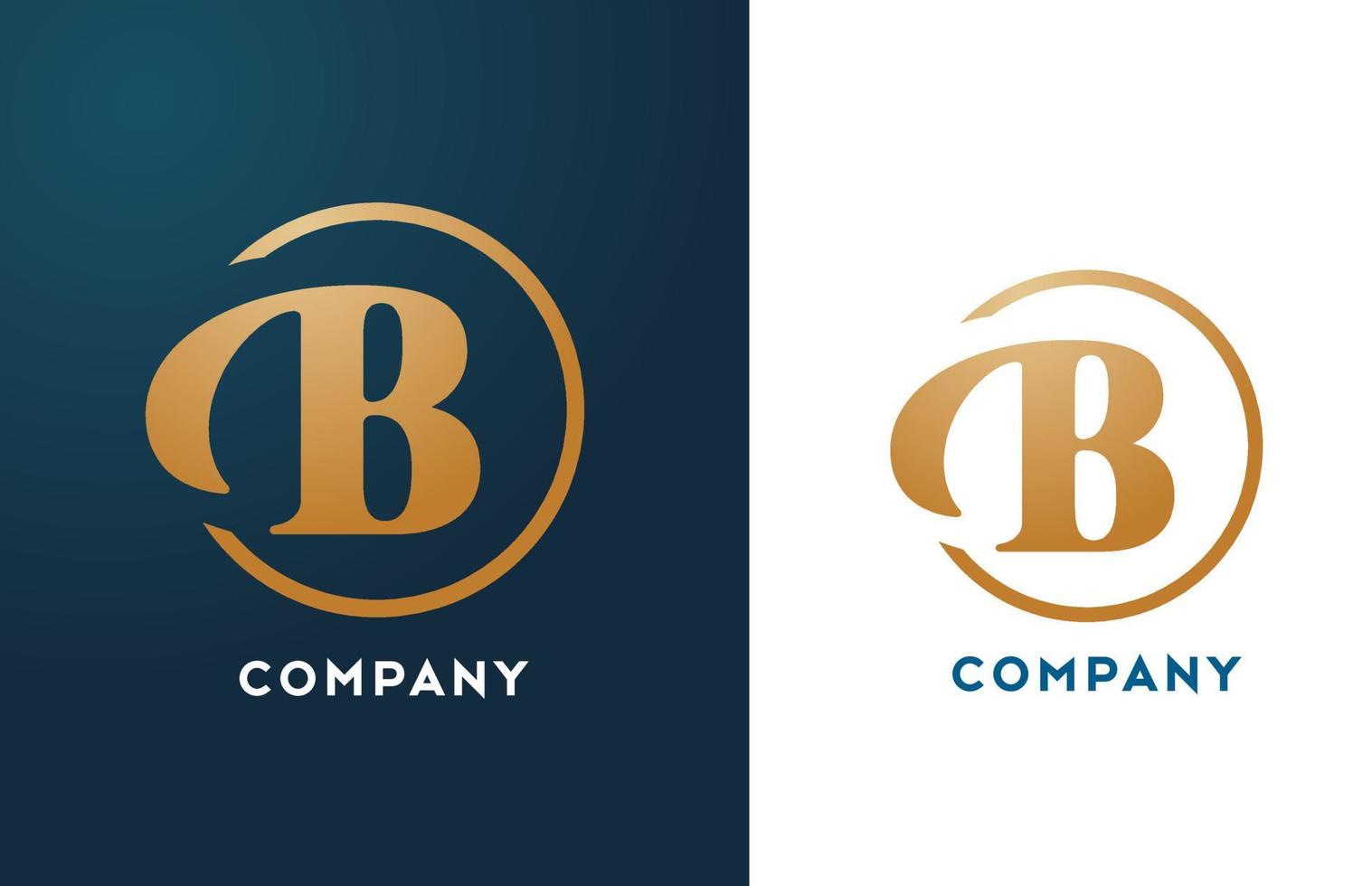 b alfabeto lettera logo icona in colore oro e blu. design semplice e creativo del cerchio d'oro per azienda e affari vettore