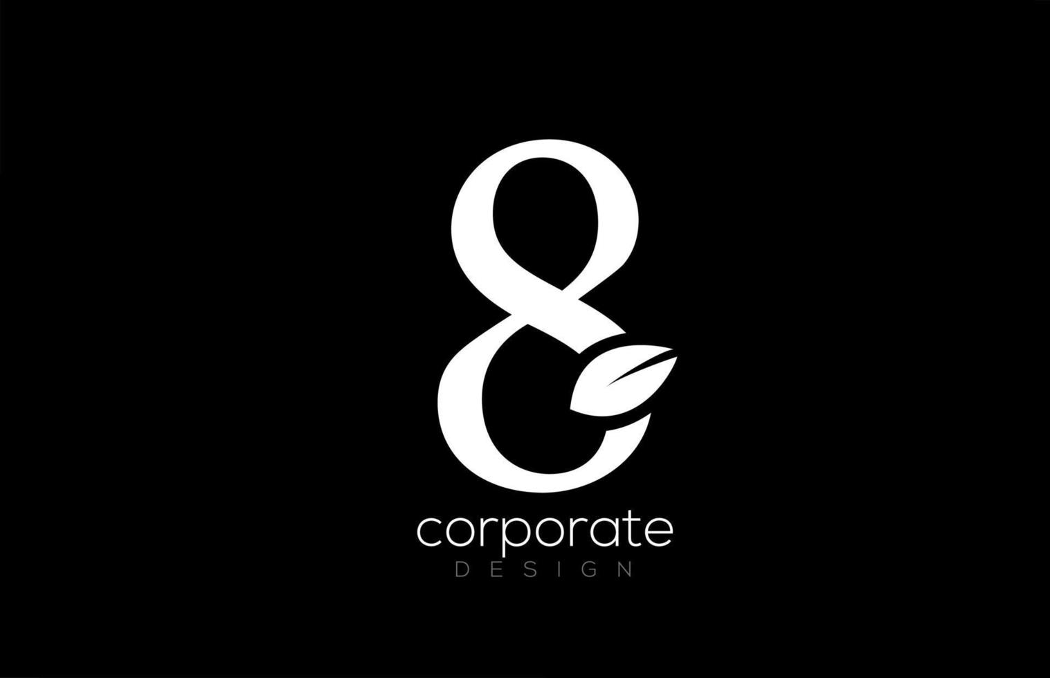 bianco e nero numero 8 otto foglia logo icona design per azienda e business vettore