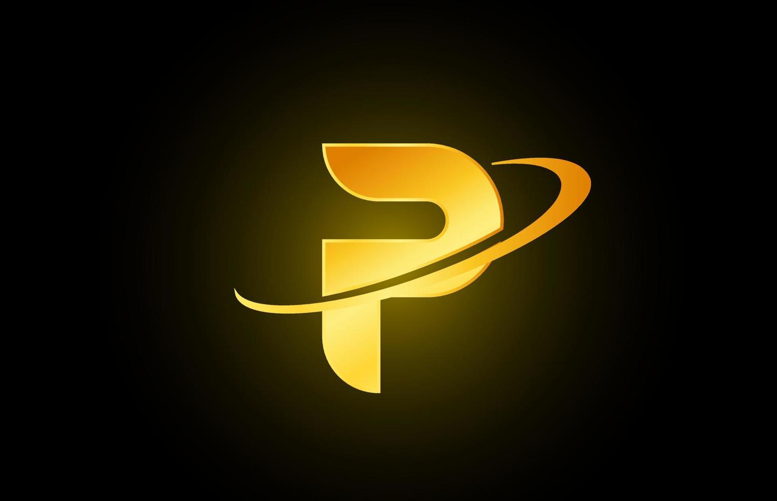 p alfabeto lettera logo icona per affari e società con design oro vettore