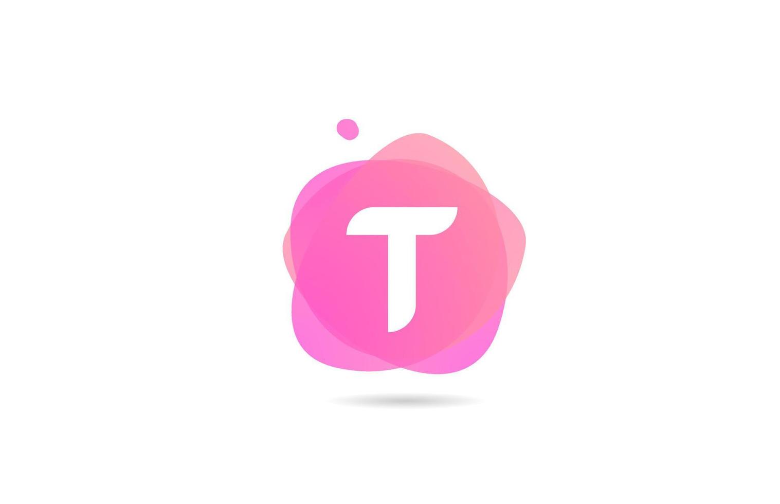 logo della lettera dell'alfabeto rosa bianco t per società e affari con design sfumato. modello pastello per identità aziendale vettore