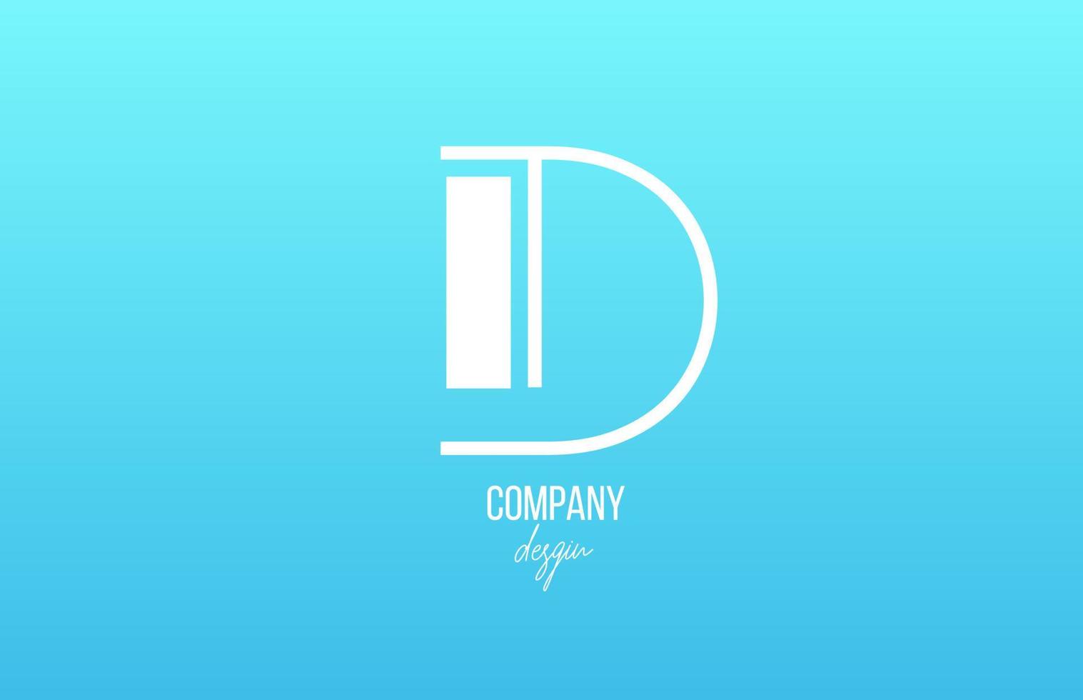 icona del logo della lettera dell'alfabeto blu bianco d con il design della linea per affari e società vettore
