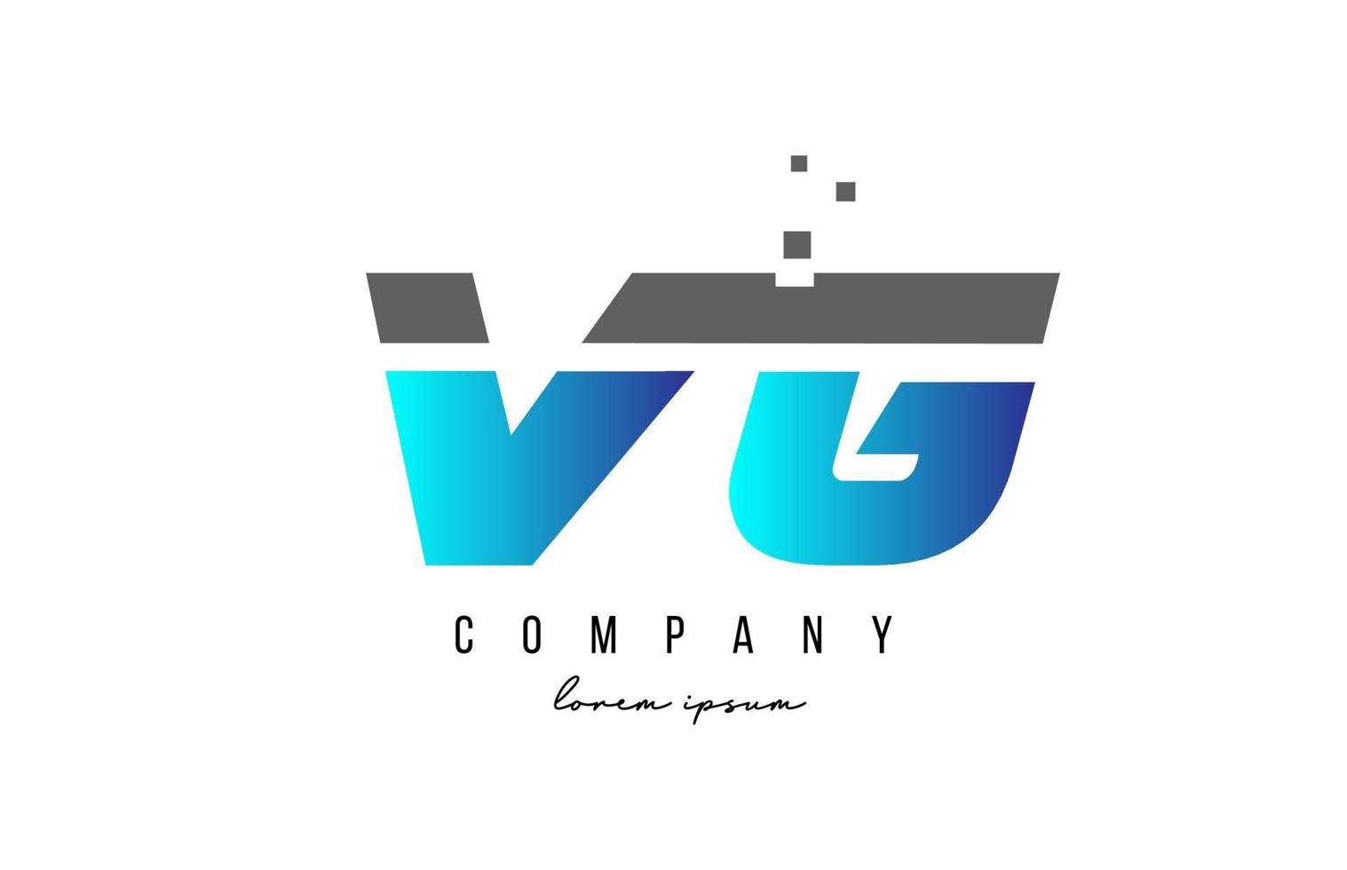 combinazione di logo della lettera dell'alfabeto di vg vg in colore blu e grigio. design di icone creative per azienda e business vettore