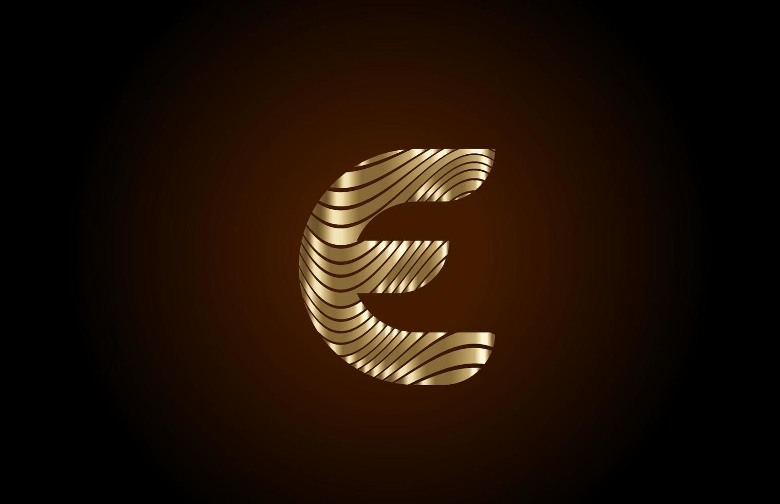 e icona del logo della lettera dell'alfabeto giallo per l'azienda. design della linea dorata metallica per un'identità di lusso vettore