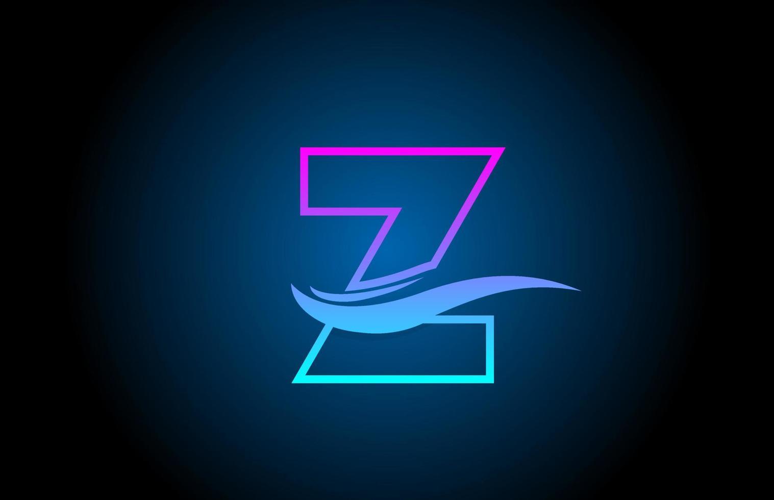 z icona del logo della lettera dell'alfabeto blu e rosa per affari e società con un design di linea semplice vettore