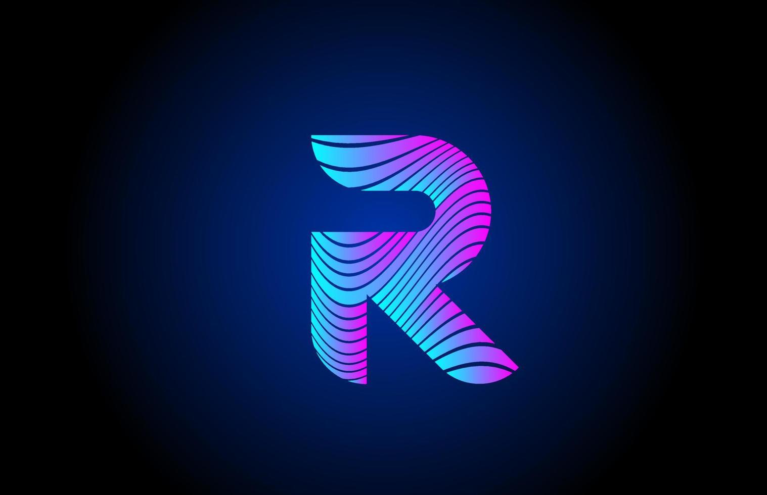 r rosa blu alfabeto lettera logo icona per il design aziendale. concetto di linea riccia per l'identità aziendale vettore