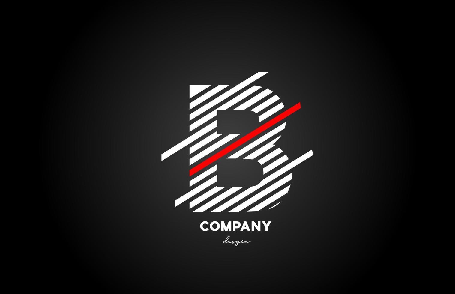 nero bianco rosso b alfabeto lettera logo design icona per azienda e business vettore