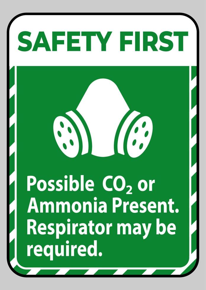 sicurezza primo segno dpi possibile presenza di co2 o ammoniaca, potrebbe essere necessario un respiratore vettore
