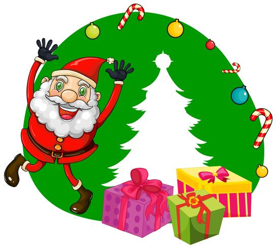 Tema di Natale con Babbo Natale e regali vettore