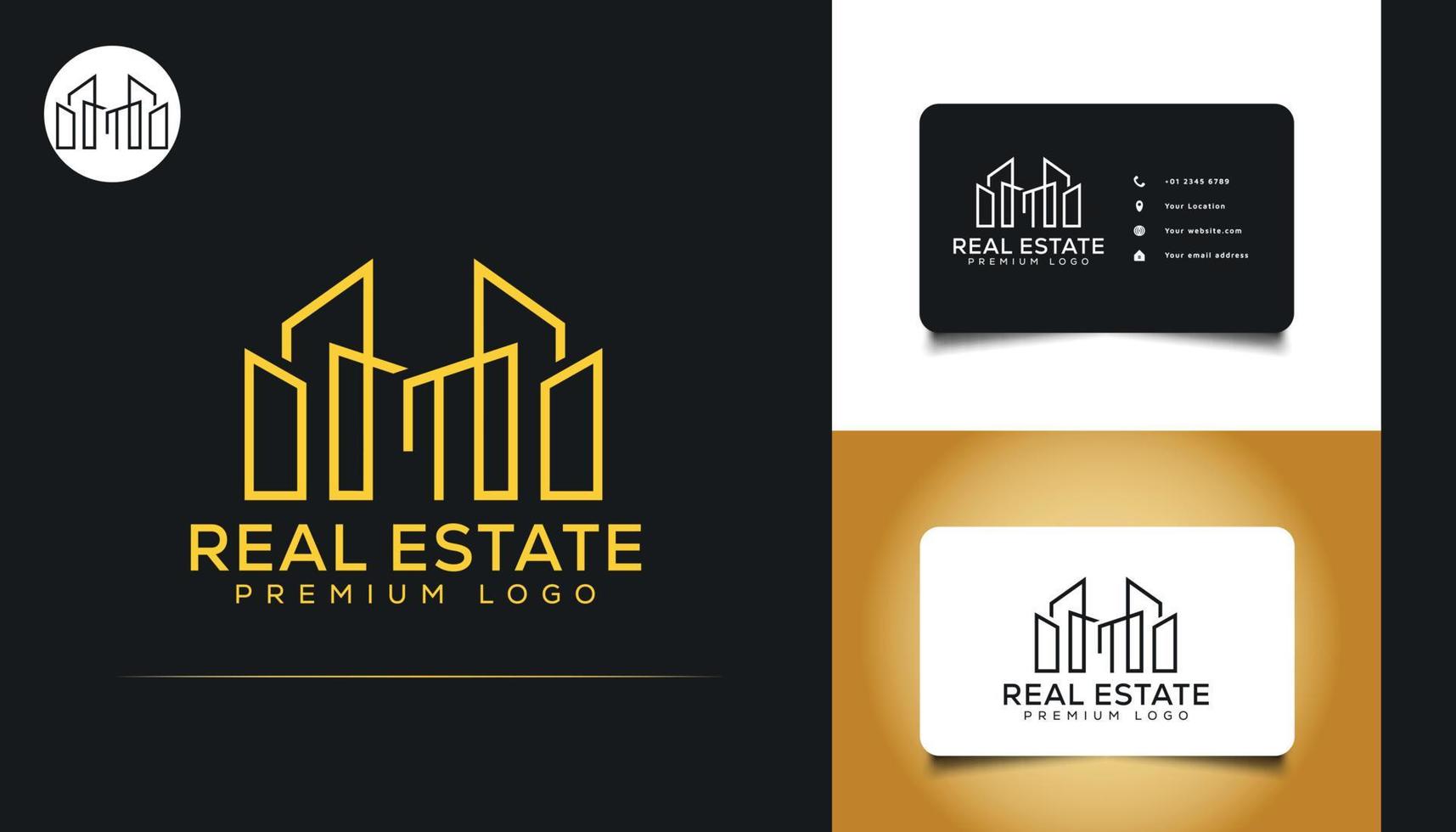 design del logo immobiliare astratto e minimalista. logo di costruzione, architettura o edificio vettore