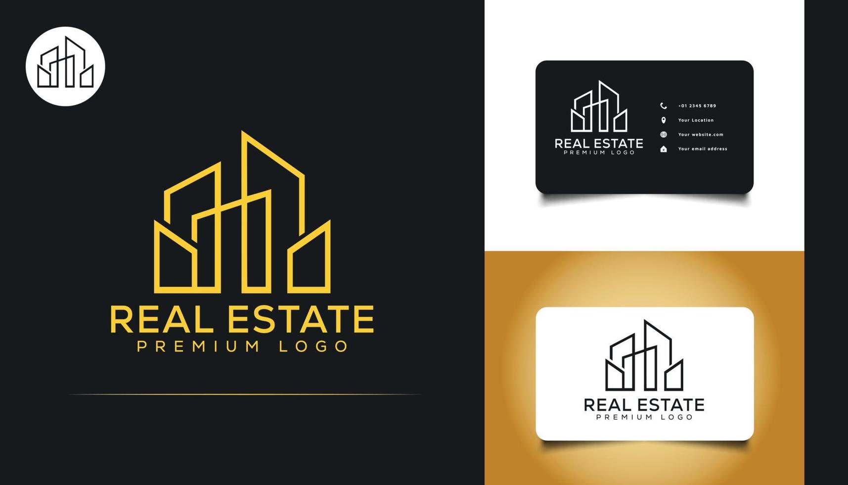 design del logo immobiliare astratto e minimalista. logo di costruzione, architettura o edificio vettore