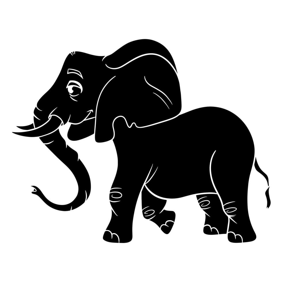 personaggio animale divertente elefante silhouette. illustrazione per bambini. vettore