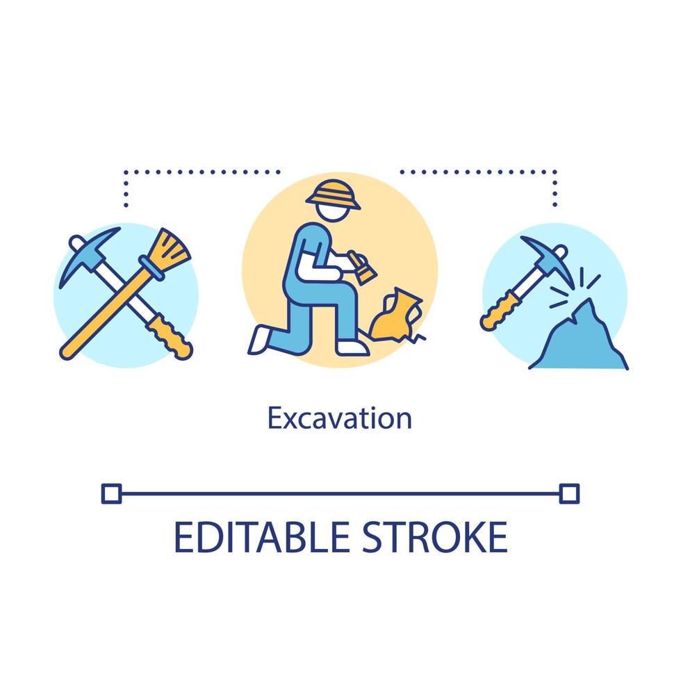 icona del concetto di scavo vettore