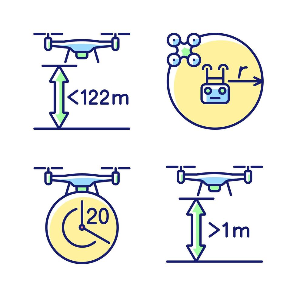 set di icone dell'etichetta manuale del colore rgb del controllo corretto del drone vettore