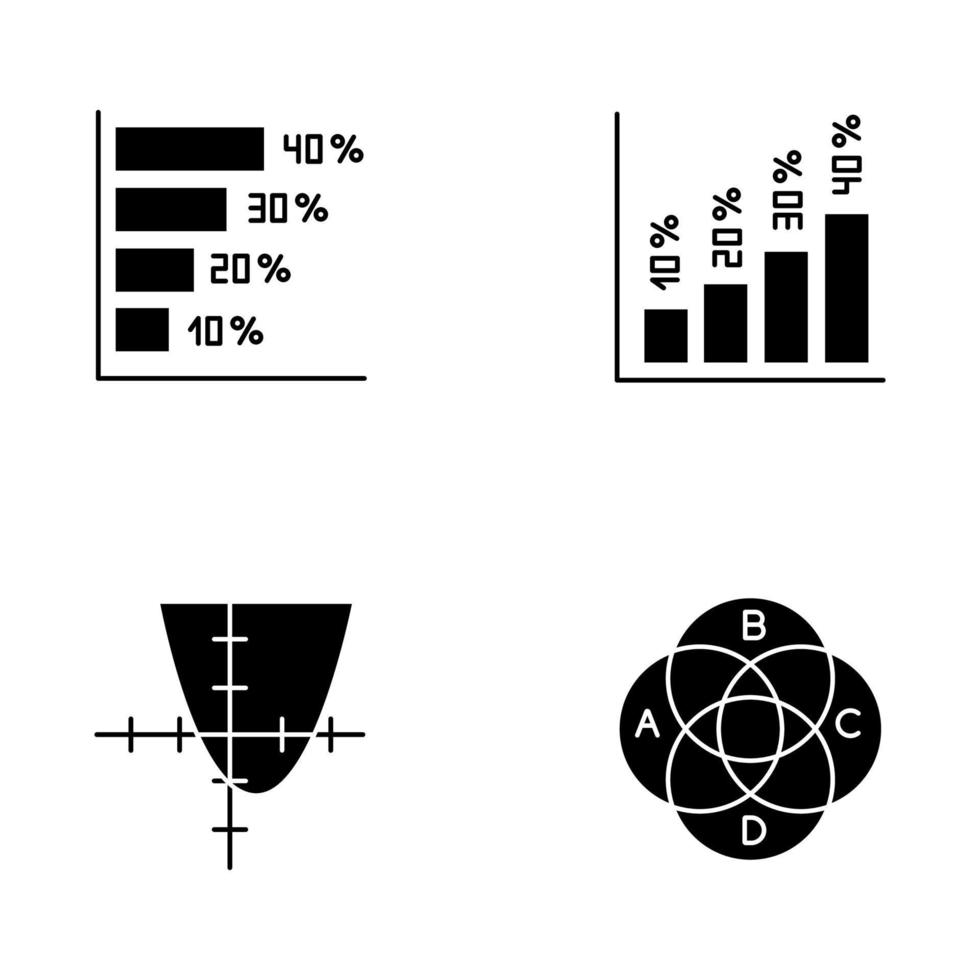 set di icone di grafici e glifi grafici vettore