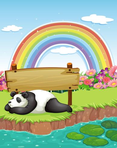 Panda e arcobaleno vettore