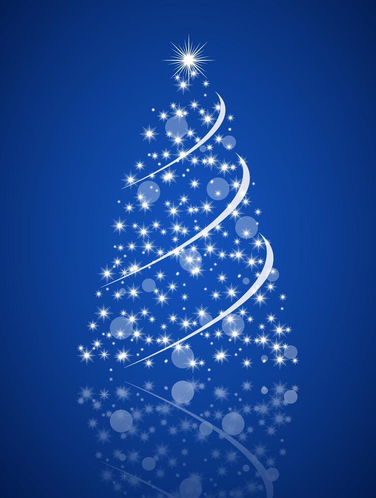 albero di natale dalle stelle su sfondo blu. semplice illustrazione vettoriale