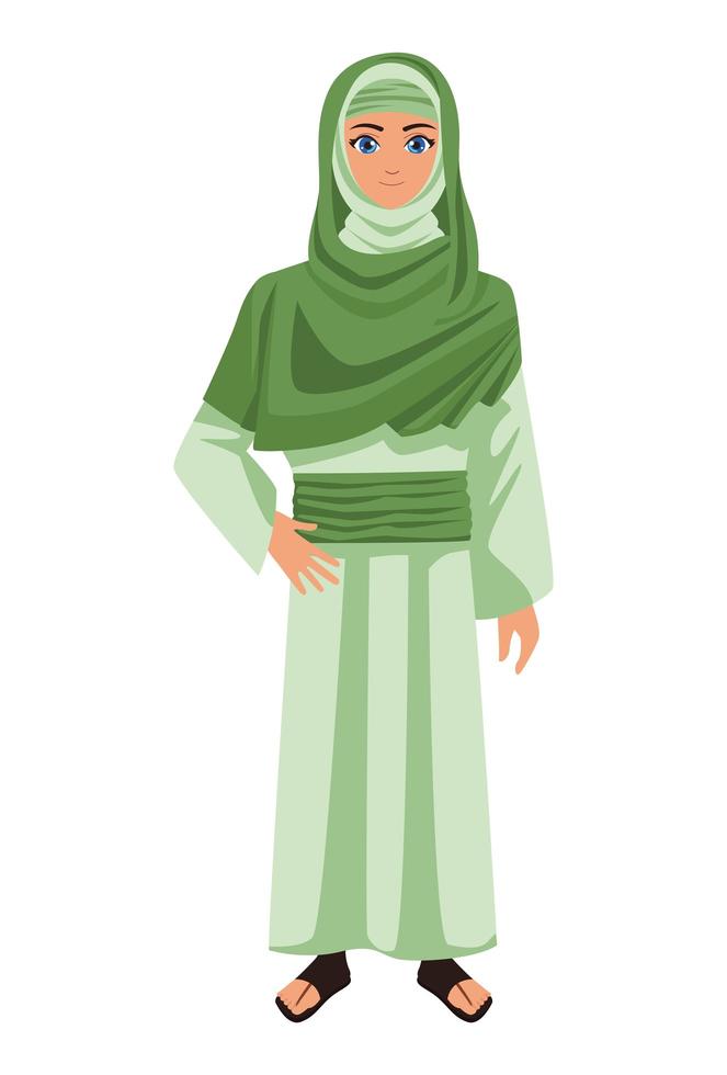 ragazza musulmana verde vettore