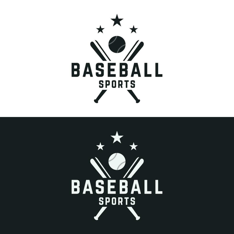 retrò Vintage ▾ baseball logo design con baseball palla e bastone concetto. logo per tornei, etichette, gli sport, campionati. vettore