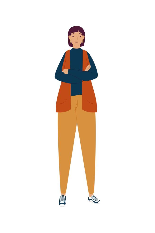personaggio di avatar di giovane donna in piedi vettore