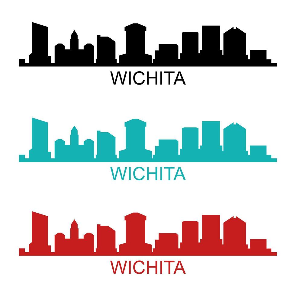 skyline di wichita su sfondo bianco vettore