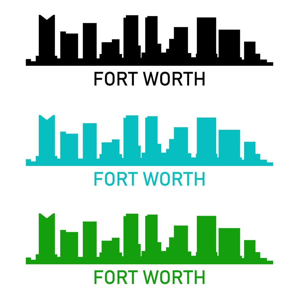 skyline di Fort Worth su sfondo bianco vettore