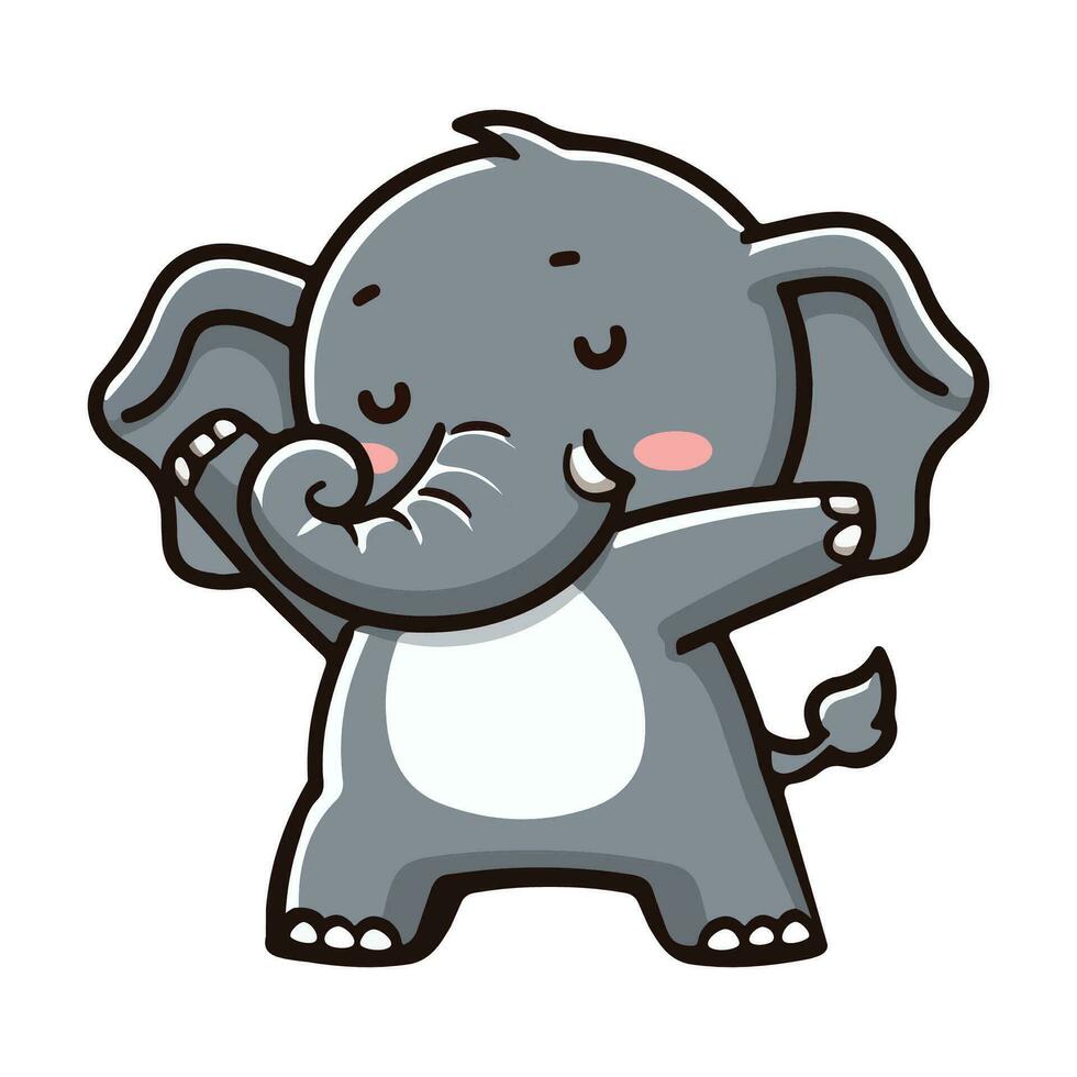 poco carino elefante cartone animato stile vettore