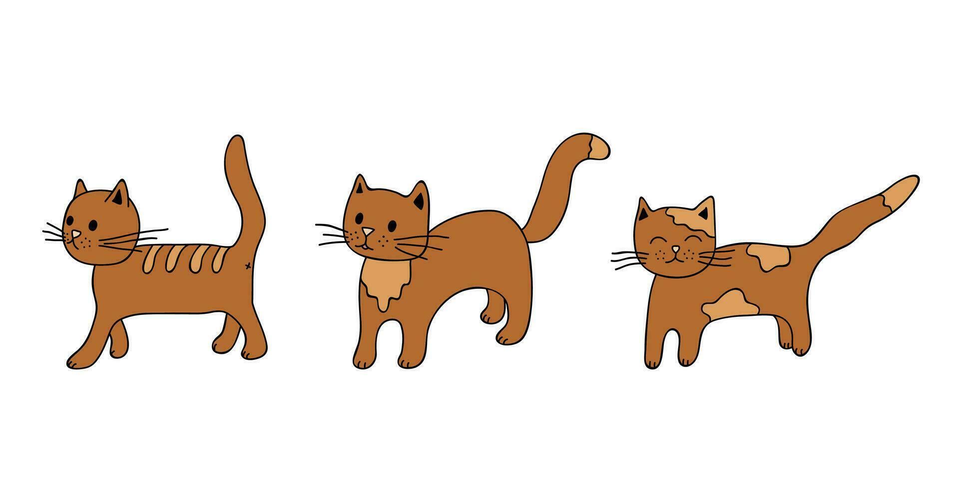 mano disegnato gatto clipart. carino animale domestico scarabocchio impostato vettore