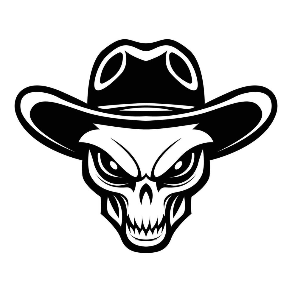 ai generato alieno indossare cowboy cappello iconico logo vettore illustrazione.