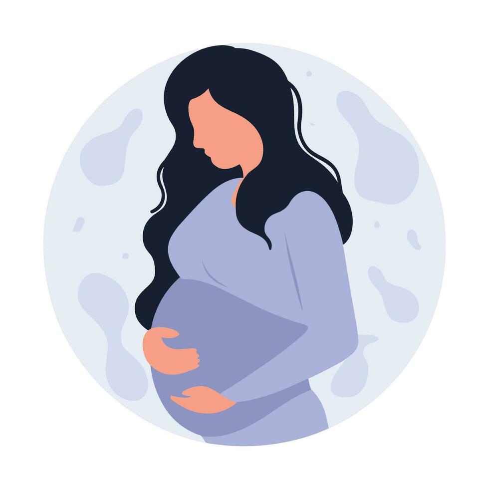 ai generato incinta donna piatto illustrazione, madre e bambino vettore