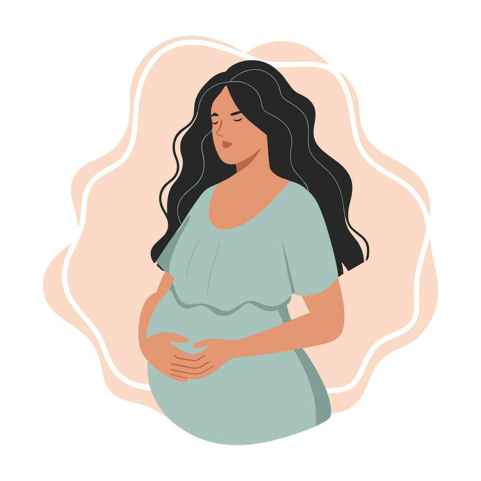 ai generato incinta donna piatto illustrazione, madre e bambino vettore