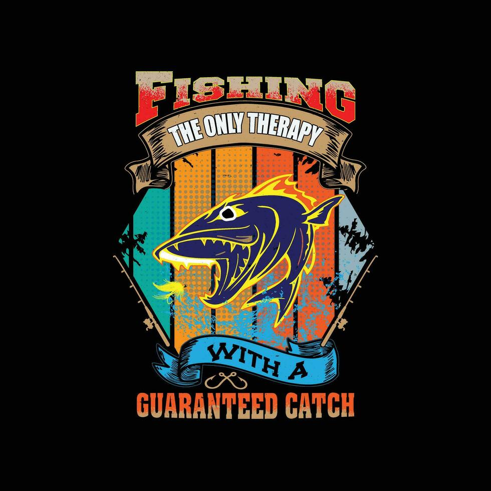 design t-shirt da pesca vettore