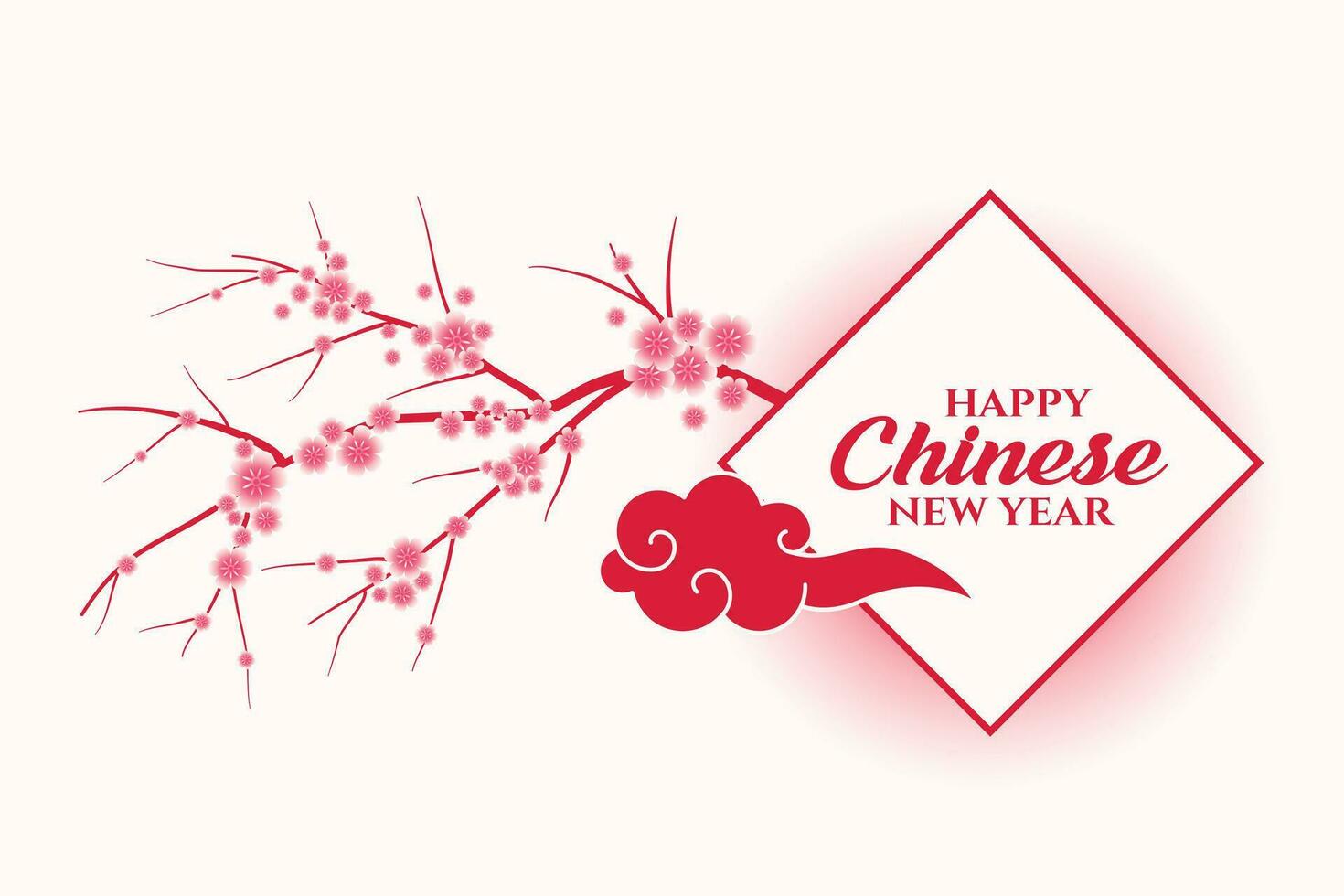 contento Cinese nuovo anno saluto con sakura ramo vettore