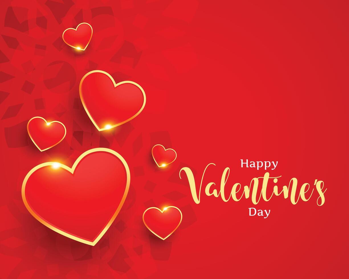 elegante san valentino giorno auguri carta con d'oro cuori vettore